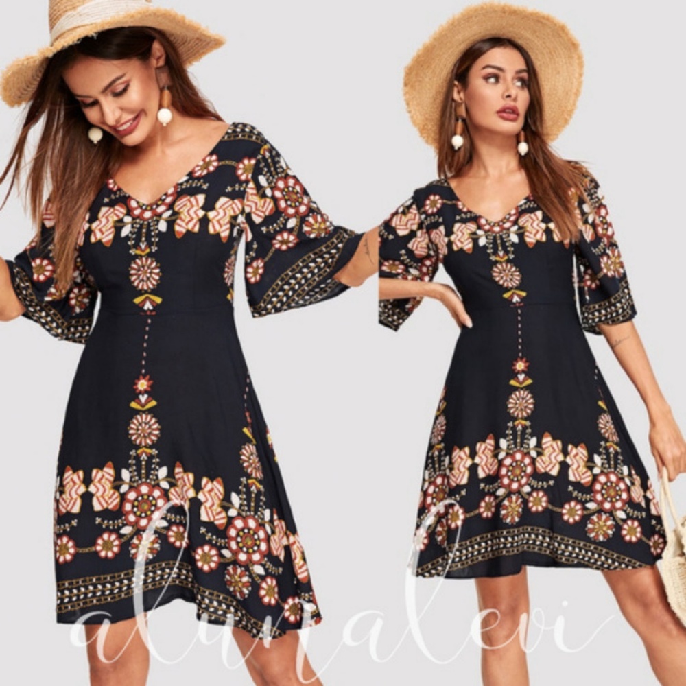 Short Floral Print Maxi